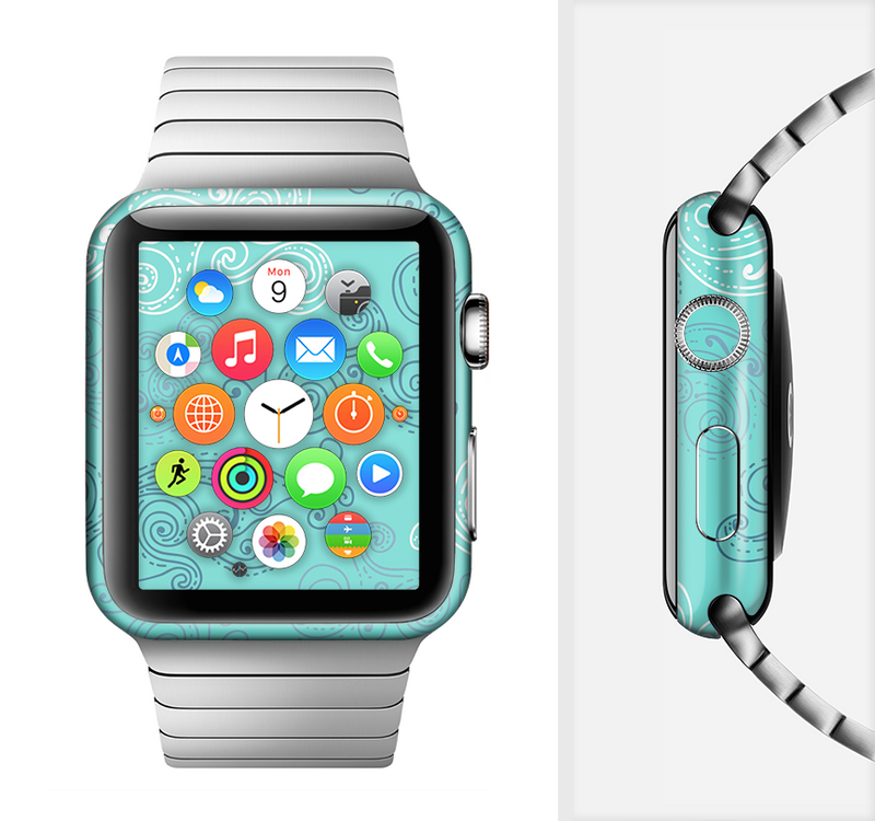 The Blue Swirled Abstract Design Full-Body Skin Kit for the Apple Watch