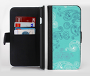 The Blue Swirled Abstract Design Ink-Fuzed Leather Folding Wallet Credit-Card Case for the Apple iPhone 6/6s, 6/6s Plus, 5/5s and 5c