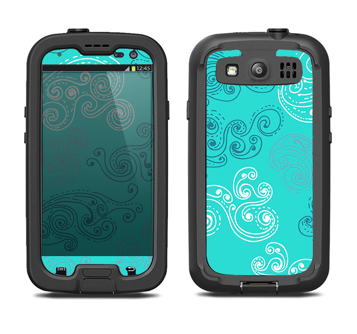 The Blue Swirled Abstract Design Samsung Galaxy S3 LifeProof Fre Case Skin Set