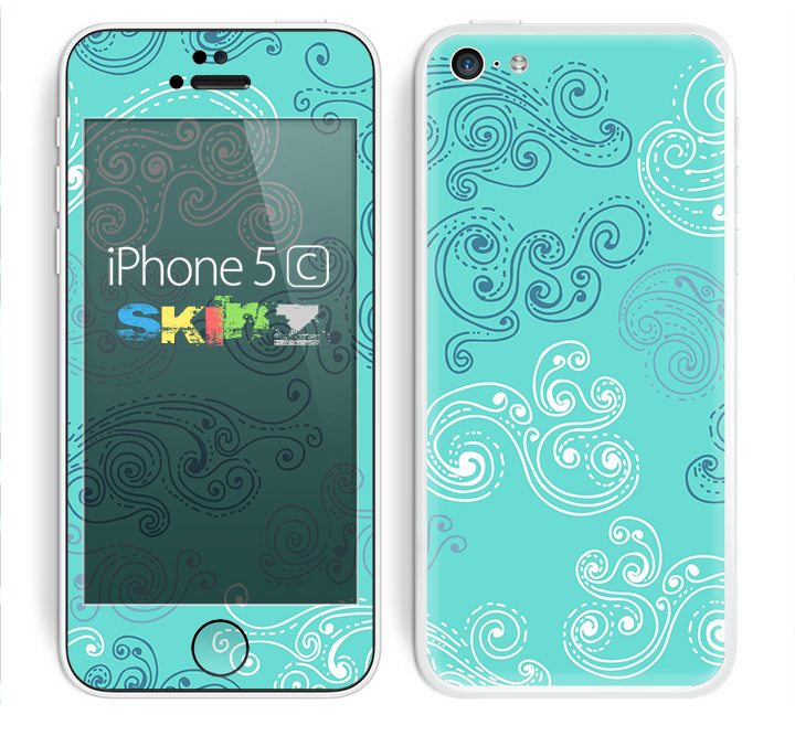 The Blue Swirled Abstract Design Skin for the Apple iPhone 5c