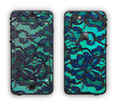 The Blue & Teal Lace Texture Apple iPhone 6 LifeProof Nuud Case Skin Set