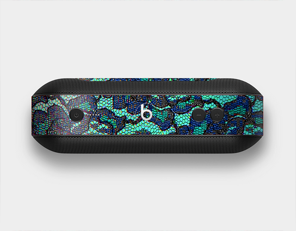 The Blue & Teal Lace Texture Skin Set for the Beats Pill Plus