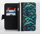 The Blue & Teal Lace Texture Ink-Fuzed Leather Folding Wallet Credit-Card Case for the Apple iPhone 6/6s, 6/6s Plus, 5/5s and 5c