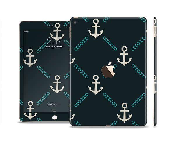 The Blue & Teal Vintage Solid Color Anchor Linked Skin Set for the Apple iPad Air 2