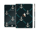 The Blue & Teal Vintage Solid Color Anchor Linked Full Body Skin Set for the Apple iPad Mini 3