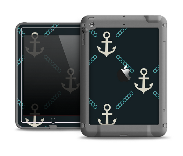 The Blue & Teal Vintage Solid Color Anchor Linked Apple iPad Mini LifeProof Fre Case Skin Set