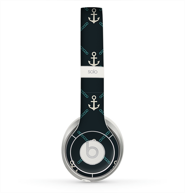 The Blue & Teal Vintage Solid Color Anchor Linked copy Skin for the Beats by Dre Solo 2 Headphones