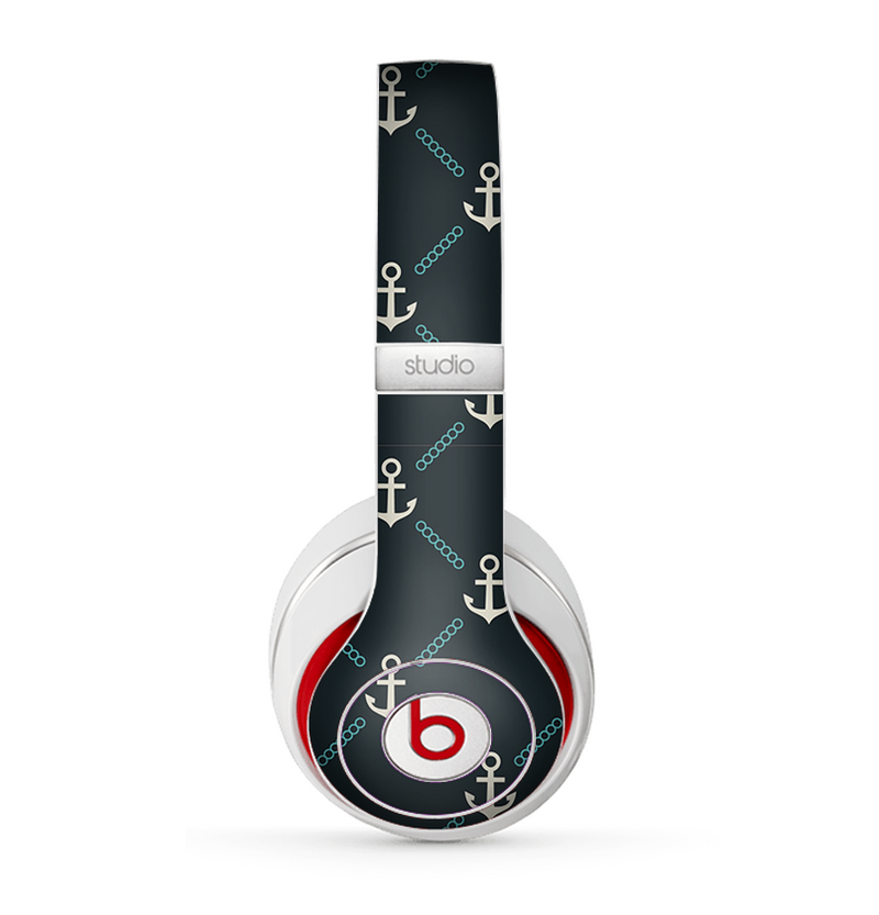 The Blue & Teal Vintage Solid Color Anchor Linked copy Skin for the Beats by Dre Studio (2013+ Version) Headphones