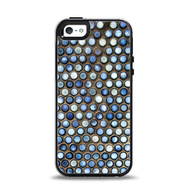 The Blue Tiled Abstract Pattern Apple iPhone 5-5s Otterbox Symmetry Case Skin Set