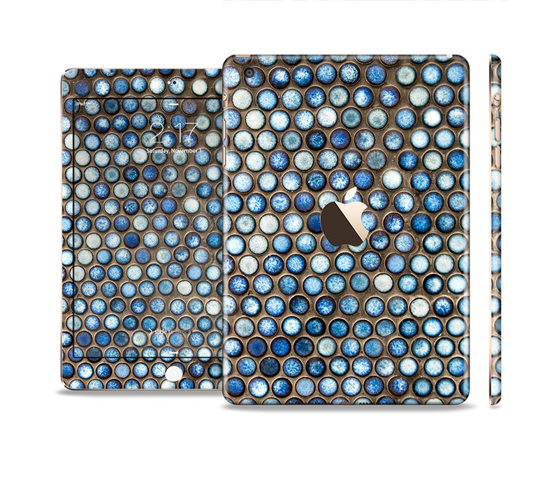 The Blue Tiled Abstract Pattern Full Body Skin Set for the Apple iPad Mini 3