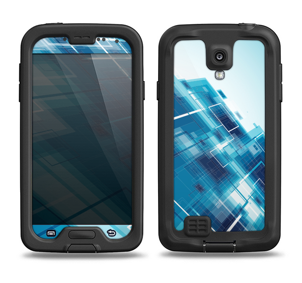The Blue Transending Squares Samsung Galaxy S4 LifeProof Nuud Case Skin Set