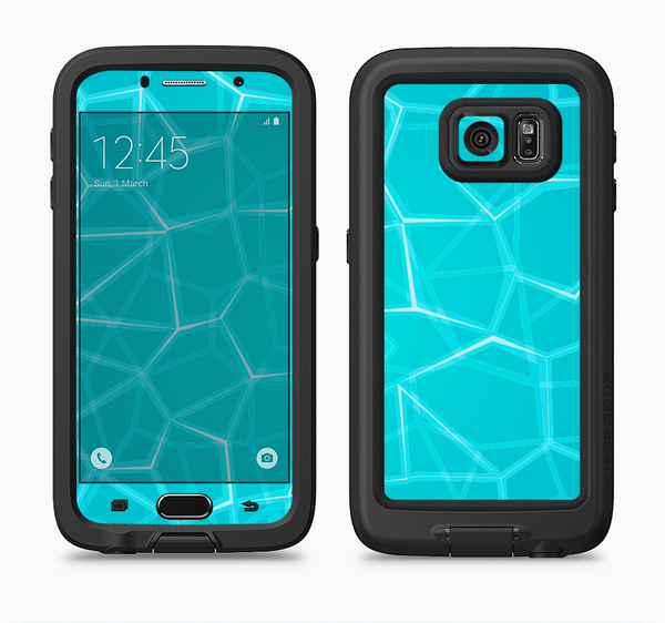 The Blue Translucent Outlined Pentagons Full Body Samsung Galaxy S6 LifeProof Fre Case Skin Kit