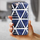 The Blue Triangluar Aztec Pattern iPhone 6/6s or 6/6s Plus 2-Piece Hybrid INK-Fuzed Case