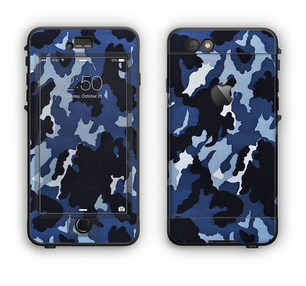 The Blue Vector Camo Apple iPhone 6 LifeProof Nuud Case Skin Set
