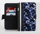 The Blue Vector Camo Ink-Fuzed Leather Folding Wallet Credit-Card Case for the Apple iPhone 6/6s, 6/6s Plus, 5/5s and 5c