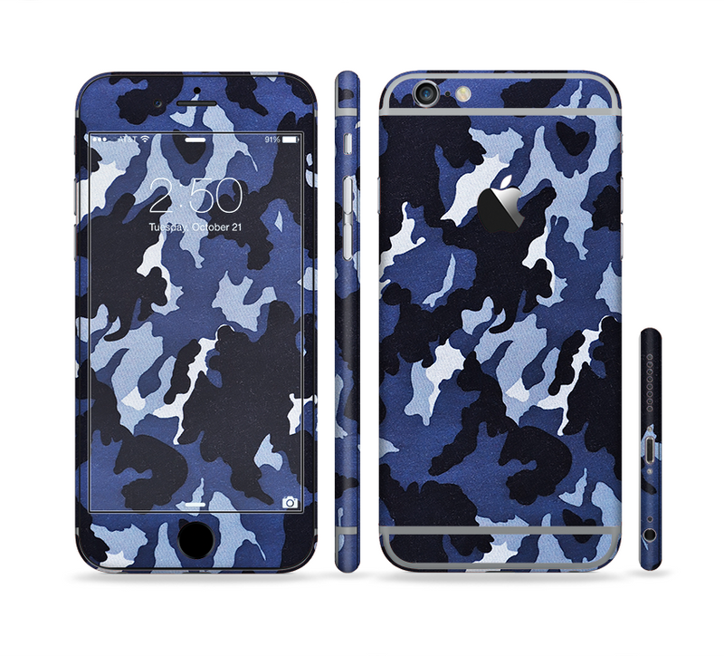 The Blue Vector Camo Sectioned Skin Series for the Apple iPhone 6