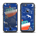 The Blue Vector Fish and Boat Pattern Apple iPhone 6 LifeProof Fre Case Skin Set