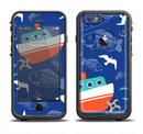 The Blue Vector Fish and Boat Pattern Apple iPhone 6/6s LifeProof Fre Case Skin Set