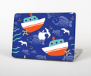 The Blue Vector Fish and Boat Pattern Skin for the Apple MacBook Pro Retina 15"
