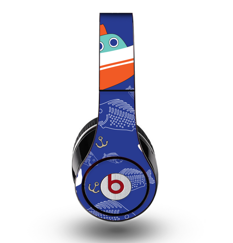 The Blue Vector Fish and Boat Pattern Skin for the Original Beats