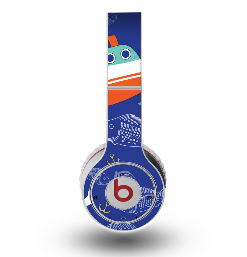 The Blue Vector Fish and Boat Pattern Skin for the Original Beats by Dre Wireless Headphones