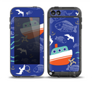 The Blue Vector Fish and Boat Pattern Skin for the iPod Touch 5th Generation frē LifeProof Case