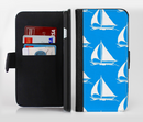 The Blue Vector Sailboats Ink-Fuzed Leather Folding Wallet Credit-Card Case for the Apple iPhone 6/6s, 6/6s Plus, 5/5s and 5c