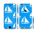 The Blue Vector Sailboats Sectioned Skin Series for the Apple iPhone 6s Plus