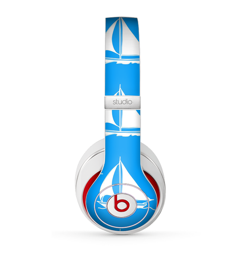 The Blue Vector Sailboats Skin for the Beats by Dre Studio (2013+ Version) Headphones