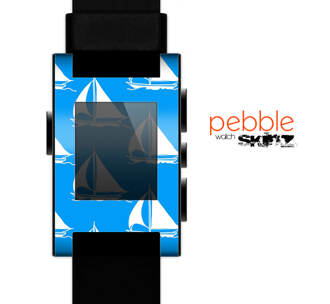 The Blue Vector Sailboats Skin for the Pebble SmartWatch