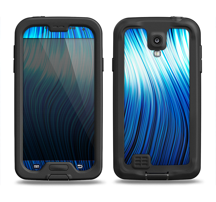 The Blue Vector Swirly HD Strands Samsung Galaxy S4 LifeProof Fre Case Skin Set