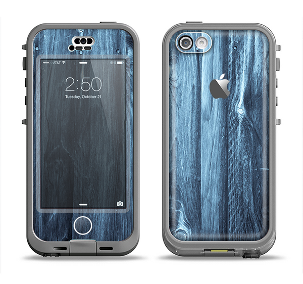 The Blue Washed WoodGrain Apple iPhone 5c LifeProof Nuud Case Skin Set