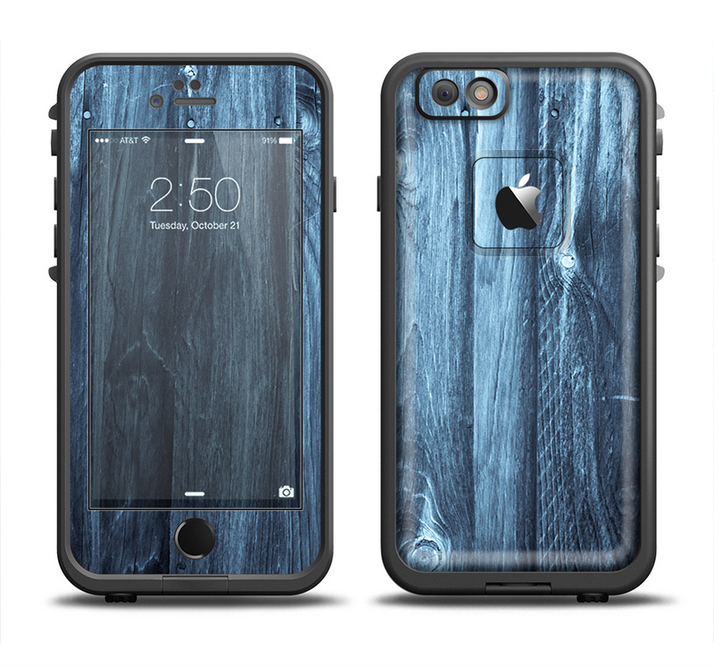 The Blue Washed WoodGrain Apple iPhone 6/6s Plus LifeProof Fre Case Skin Set