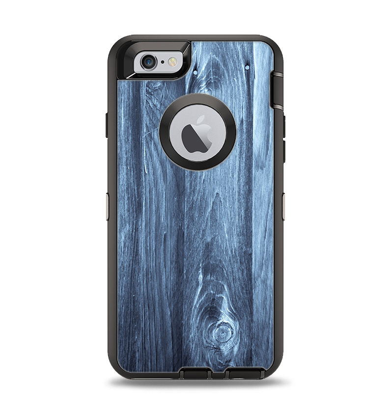 The Blue Washed WoodGrain Apple iPhone 6 Otterbox Defender Case Skin Set