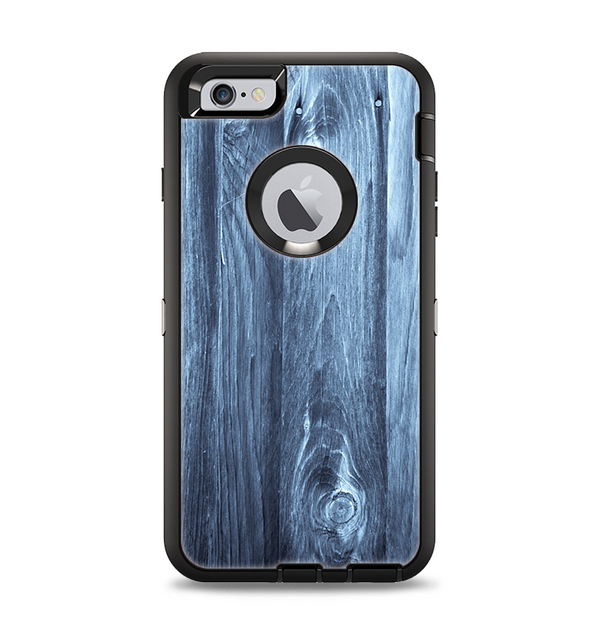 The Blue Washed WoodGrain Apple iPhone 6 Plus Otterbox Defender Case Skin Set