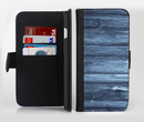 The Blue Washed WoodGrain Ink-Fuzed Leather Folding Wallet Credit-Card Case for the Apple iPhone 6/6s, 6/6s Plus, 5/5s and 5c