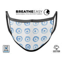 The Blue WaterColor BullsEye Pattern - Made in USA Mouth Cover Unisex Anti-Dust Cotton Blend Reusable & Washable Face Mask with Adjustable Sizing for Adult or Child