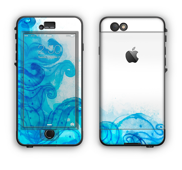 The Blue Water Color Flowers Apple iPhone 6 LifeProof Nuud Case Skin Set