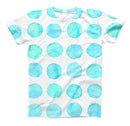 The Blue Watercolor Polka Dots ink-Fuzed Unisex All Over Full-Printed Fitted Tee Shirt