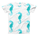 The Blue Watercolor Seahorses ink-Fuzed Unisex All Over Full-Printed Fitted Tee Shirt