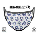 The Blue Watercolor Squigly Circles  - Made in USA Mouth Cover Unisex Anti-Dust Cotton Blend Reusable & Washable Face Mask with Adjustable Sizing for Adult or Child