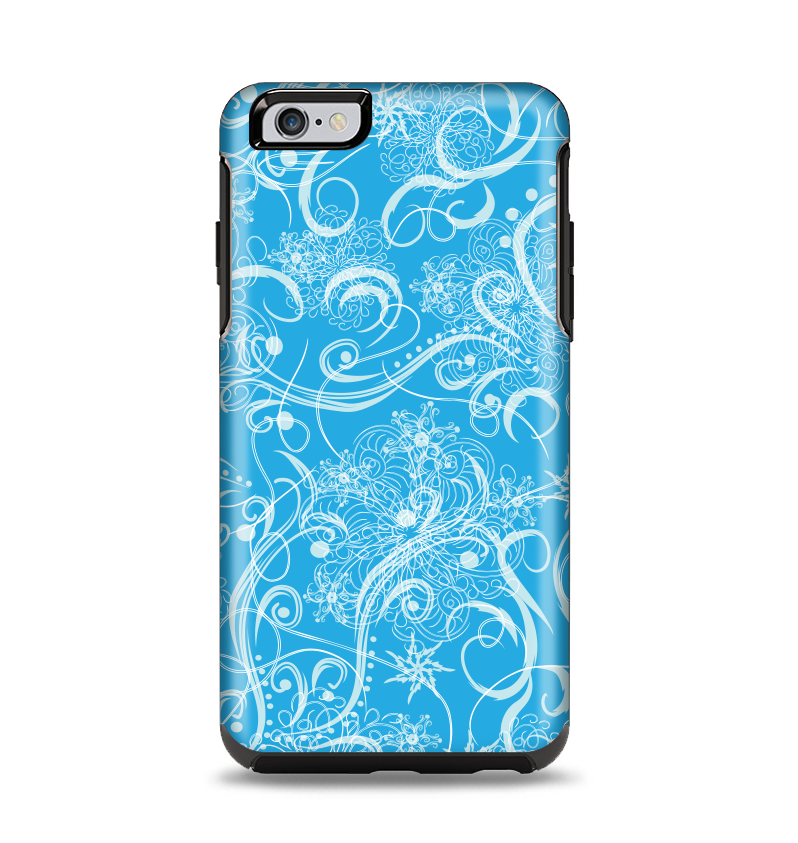 The Blue & White Abstract Swirly Pattern Apple iPhone 6 Plus Otterbox Symmetry Case Skin Set