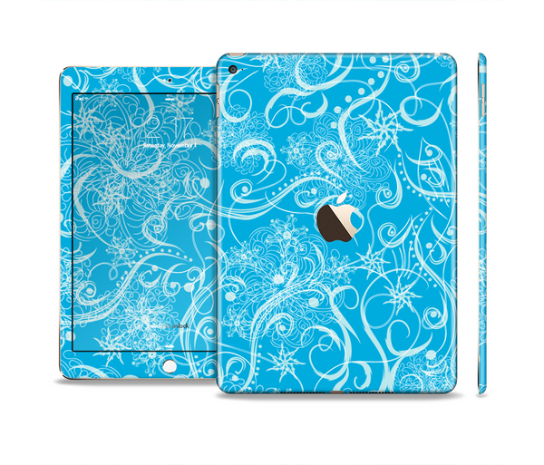The Blue & White Abstract Swirly Pattern Skin Set for the Apple iPad Air 2