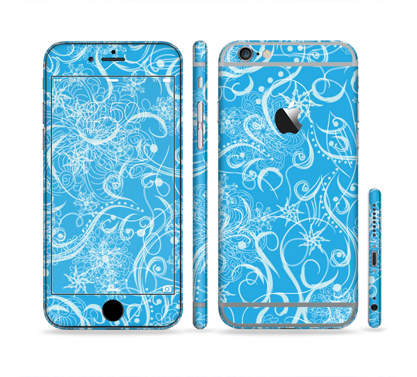 The Blue & White Abstract Swirly Pattern Sectioned Skin Series for the Apple iPhone 6