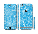 The Blue & White Abstract Swirly Pattern Sectioned Skin Series for the Apple iPhone 6s Plus