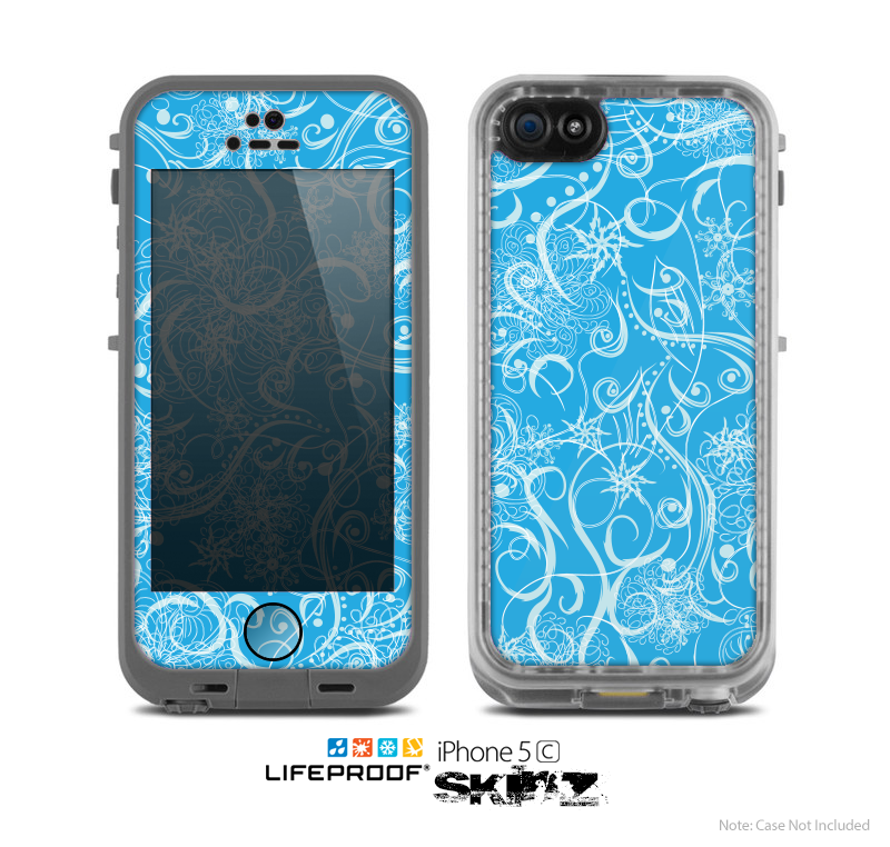 The Blue & White Abstract Swirly Pattern Skin for the Apple iPhone 5c LifeProof Case