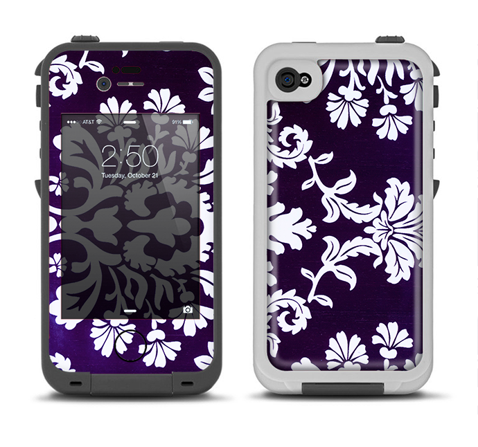 The Blue & White Delicate Pattern Apple iPhone 4-4s LifeProof Fre Case Skin Set