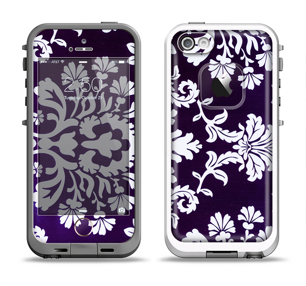 The Blue & White Delicate Pattern Apple iPhone 5-5s LifeProof Fre Case Skin Set