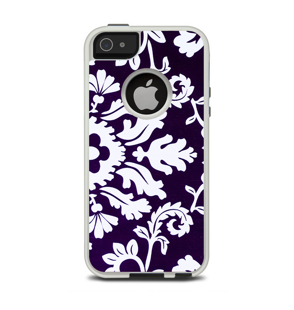 The Blue & White Delicate Pattern Apple iPhone 5-5s Otterbox Commuter Case Skin Set