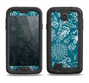 The Blue & White Floral Sketched Lace Patterns v21 Samsung Galaxy S4 LifeProof Fre Case Skin Set